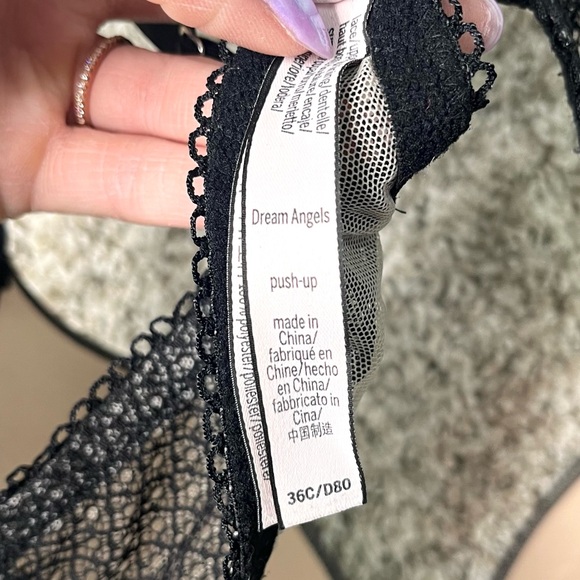 Victoria’s Secret Bra Women’s 36C Dream Angels Black Lace Push-Up - Picture 5 of 5